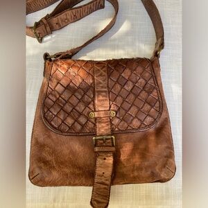 CIVICO93 Crossbody genuine leather soft woven bag boho hippie